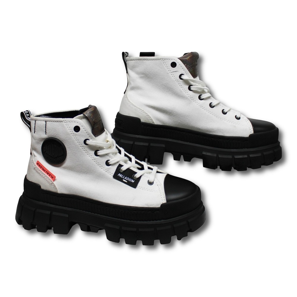 Palladium Women'S Revolt Hi TX Platform Boots White Black 7.5